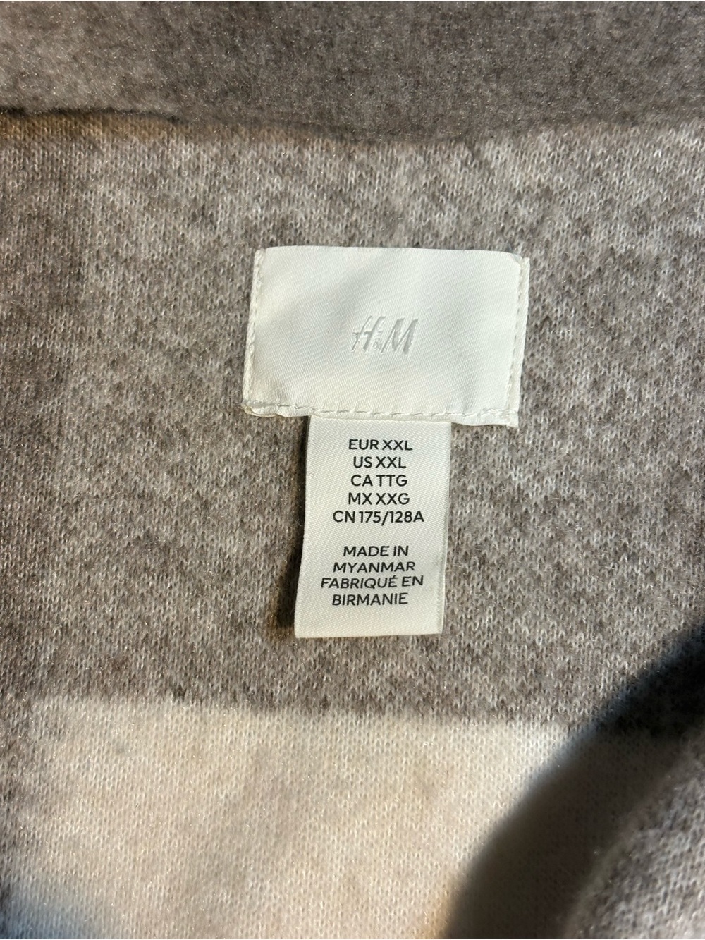 H&M Oversized Plaid Shacket (shirt-jacket hybrid) feat relaxed fit beige xxl - Picture 10 of 10